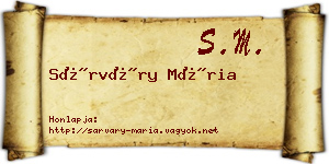 Sárváry Mária névjegykártya