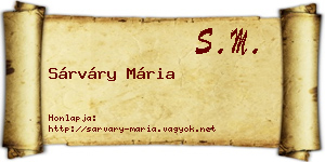 Sárváry Mária névjegykártya